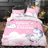 Laden Sie das Bild in den Galerie-Viewer, Cartoon Einhorn Bettwäsche Set Quilt Bettbezug Bettwäsche Sets Kinder Geschenk