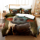 Laden Sie das Bild in den Galerie-Viewer, Niedliches Baby-Yoda-Cosplay-Bettwäsche-Set, Bettdeckenbezüge, Bettlaken-Sets