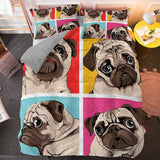 Laden Sie das Bild in den Galerie-Viewer, Bettwäsche-Set mit niedlichem Hund, Cartoon, Mops, Steppdecke, Bettbezüge, Bettwäsche-Sets