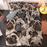 Laden Sie das Bild in den Galerie-Viewer, Niedliches Hunde-Cartoon-Mops-Bettwäsche-Set, Steppdecke, Bettbezug, Bett-Sets