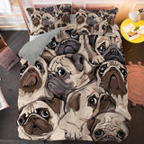 Laden Sie das Bild in den Galerie-Viewer, Bettwäsche-Set mit niedlichem Hund, Cartoon, Mops, Steppdecke, Bettbezüge, Bettwäsche-Sets