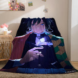 Laden Sie das Bild in den Galerie-Viewer, Demon Slayer Cosplay Flanell-Fleece-Decke Überwurf Steppdecke Bettdecken