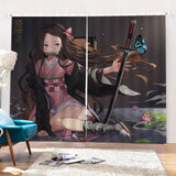 Laden Sie das Bild in den Galerie-Viewer, Demon Slayer Kamado Nezuko Vorhänge Cosplay Blackout Fenstervorhänge