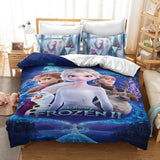 Laden Sie das Bild in den Galerie-Viewer, Frozen 2 Elsa Anna Bettwäsche-Set Quilt Bettbezüge Bettwäsche-Sets