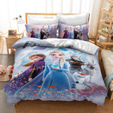 Laden Sie das Bild in den Galerie-Viewer, Frozen 2 Elsa Anna Bettwäsche-Set Quilt Bettbezüge Bettwäsche-Sets