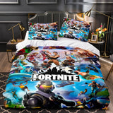 Laden Sie das Bild in den Galerie-Viewer, Spiel Fortnite Cosplay Bettwäsche-Set Quilt Bettbezüge Bettlaken-Sets