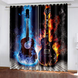 Laden Sie das Bild in den Galerie-Viewer, Gitarrenvorhänge, verdunkelnde Fenstervorhänge für die Raumdekoration