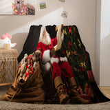 Laden Sie das Bild in den Galerie-Viewer, Merry Christmas Blanket Flanell Fleece Throw Quilt Wrap Nap Blanket