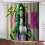 Laden Sie das Bild in den Galerie-Viewer, She Hulk Vorhänge Blackout Cosplay Fenstervorhänge für Raumdekoration
