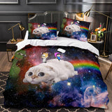 Laden Sie das Bild in den Galerie-Viewer, Bettwäscheset „Space Cat“, Astronautenkatze im Weltraum, Bettbezug