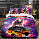 Laden Sie das Bild in den Galerie-Viewer, Bettwäscheset „Space Cat“, Astronautenkatze im Weltraum, Bettbezug