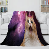 Laden Sie das Bild in den Galerie-Viewer, Space Cat Astronaut Katze im Weltraum Flanell-Fleecedecke, Nickerchen-Wickeldecke