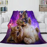 Laden Sie das Bild in den Galerie-Viewer, Space Cat Astronaut Katze im Weltraum Flanell-Fleecedecke, Nickerchen-Wickeldecke