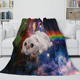 Laden Sie das Bild in den Galerie-Viewer, Space Cat Astronaut Katze im Weltraum Flanell-Fleecedecke, Nickerchen-Wickeldecke