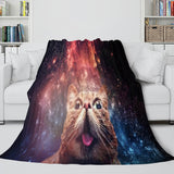 Laden Sie das Bild in den Galerie-Viewer, Space Cat Astronaut Katze im Weltraum Flanell-Fleecedecke, Nickerchen-Wickeldecke