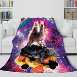Laden Sie das Bild in den Galerie-Viewer, Space Cat Astronaut Katze im Weltraum Flanell-Fleecedecke, Nickerchen-Wickeldecke