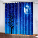 Laden Sie das Bild in den Galerie-Viewer, Starry Sky Space Night Scene Curtains Blackout Window Treatments Drapes