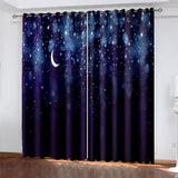 Laden Sie das Bild in den Galerie-Viewer, Starry Sky Space Night Scene Curtains Blackout Window Treatments Drapes