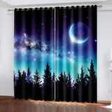 Laden Sie das Bild in den Galerie-Viewer, Starry Sky Space Night Scene Curtains Blackout Window Treatments Drapes