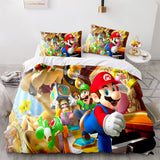 Laden Sie das Bild in den Galerie-Viewer, Super Mario Cosplay Kinder-Bettwäsche-Set Steppbettbezüge Bett-Sets