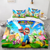 Laden Sie das Bild in den Galerie-Viewer, Super Mario Cosplay Kinder-Bettwäsche-Set Steppbettbezüge Bett-Sets