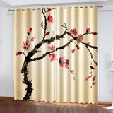 Laden Sie das Bild in den Galerie-Viewer, Wintersweet Plum Blossom Curtains Blackout Window Treatments Drapes